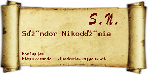 Sándor Nikodémia névjegykártya